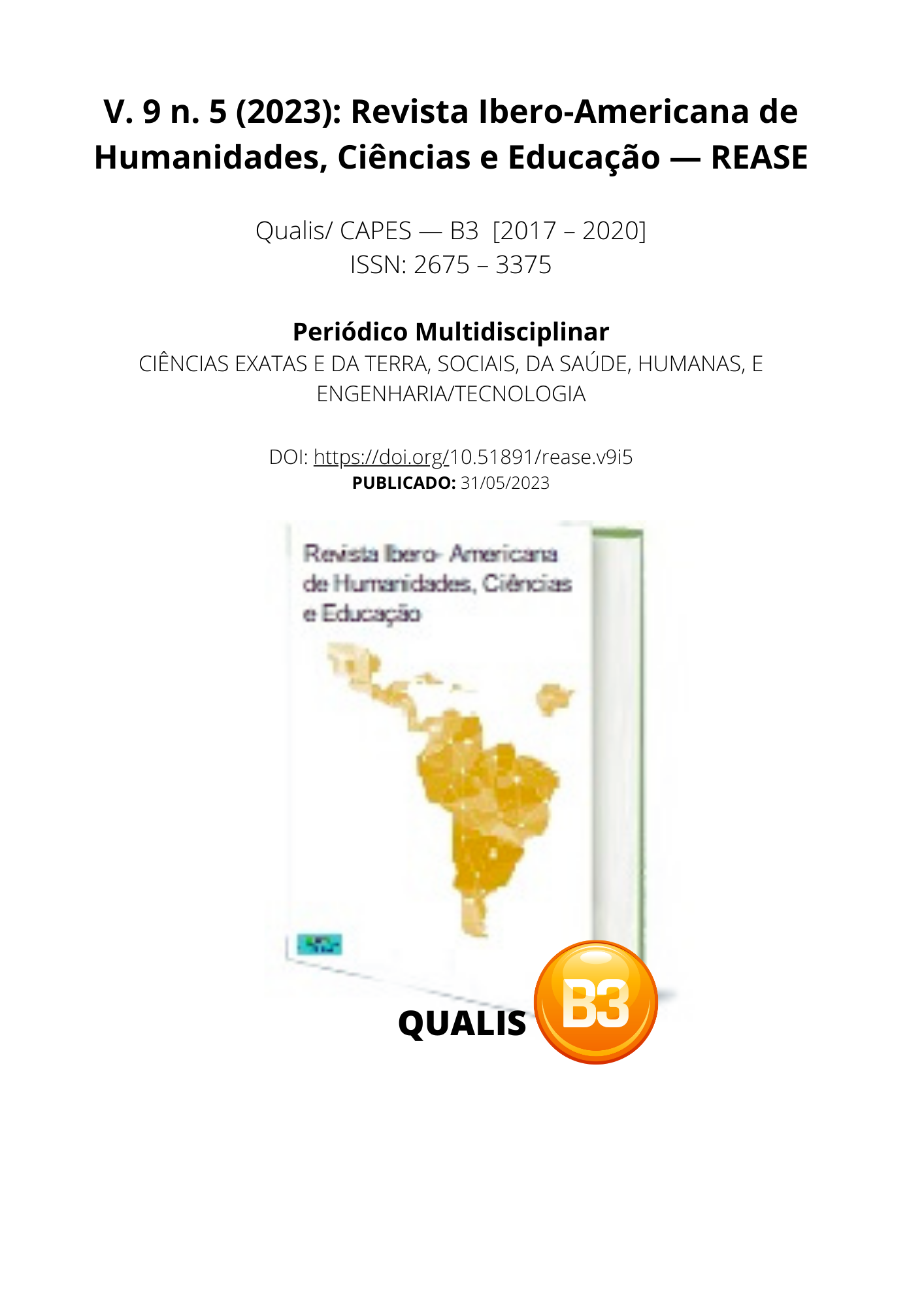v. 9 n. 5 (2023): Revista Ibero-Americana de Humanidades, Ciências e  Educação- REASE